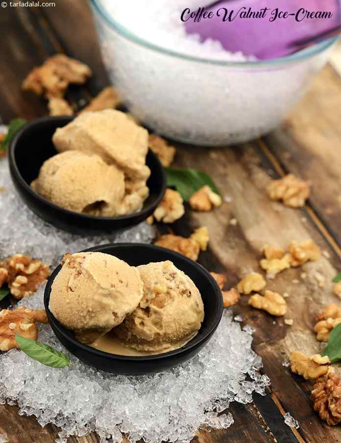 With the stimulating flavour of coffee, and the salty crunch of walnuts, this Coffee Walnut Ice-Cream is something your family will love.