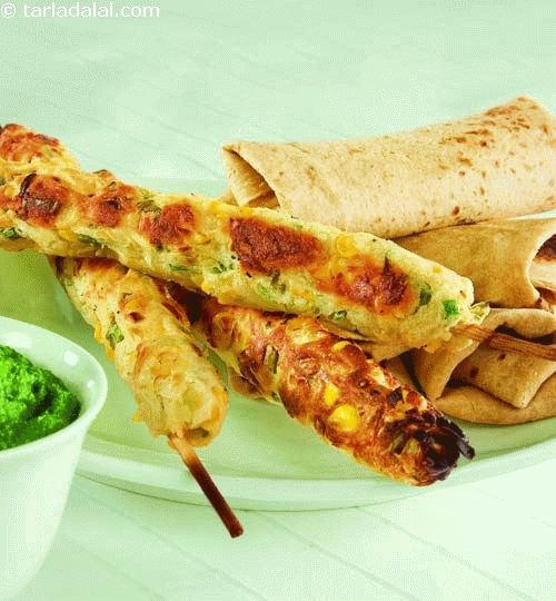 Corn Seekh Kebab ( Kebabs and Tikkis Recipes)