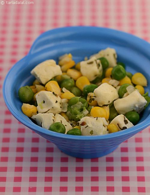 Corn and Peas with Cottage Cheese with a hint of mixed, flavours the toddler will relish.