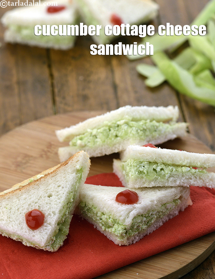 Cucumber Cottage Cheese Sandwich, Cucumber Paneer Sandwich for Kids