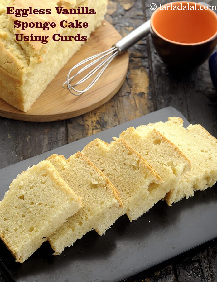 Eggless Vanilla Sponge Cake Using Curds ( Cakes and Pastries )