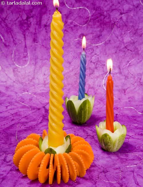 Enchanting Carrot and Cucumber Candle Stand ( Vegetable and Fruit Carvings)