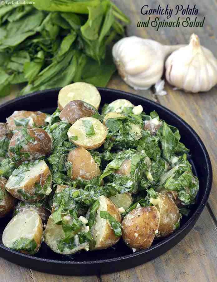 Garlicky Potato and Spinach Salad