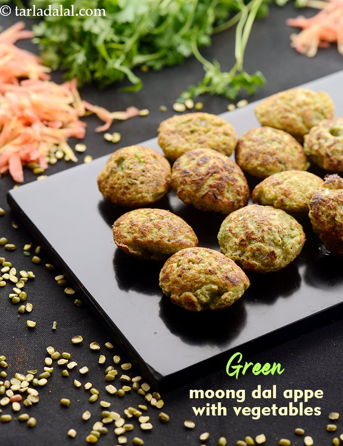 Green Moong Dal Appe with Vegetables, Healthy Appe Pan Recipe