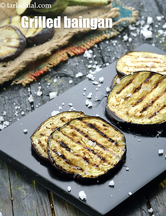 Grilled Baingan in Olive Oil and Sea Salt , Grilled Eggplant