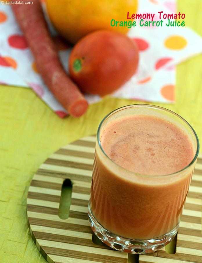 Health Drink, tomato, carrot and orange combination is rich in Vitamin A and hence good for the eyes.