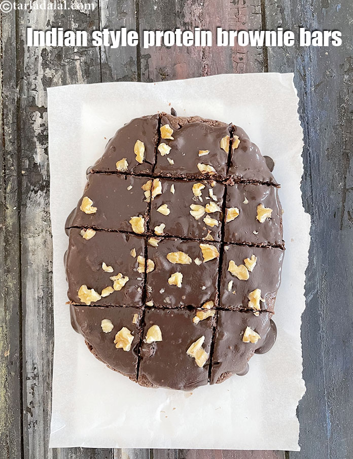 Indian Style Protein Brownie Bars, Chocolate Peanut Butter Protein Fudge