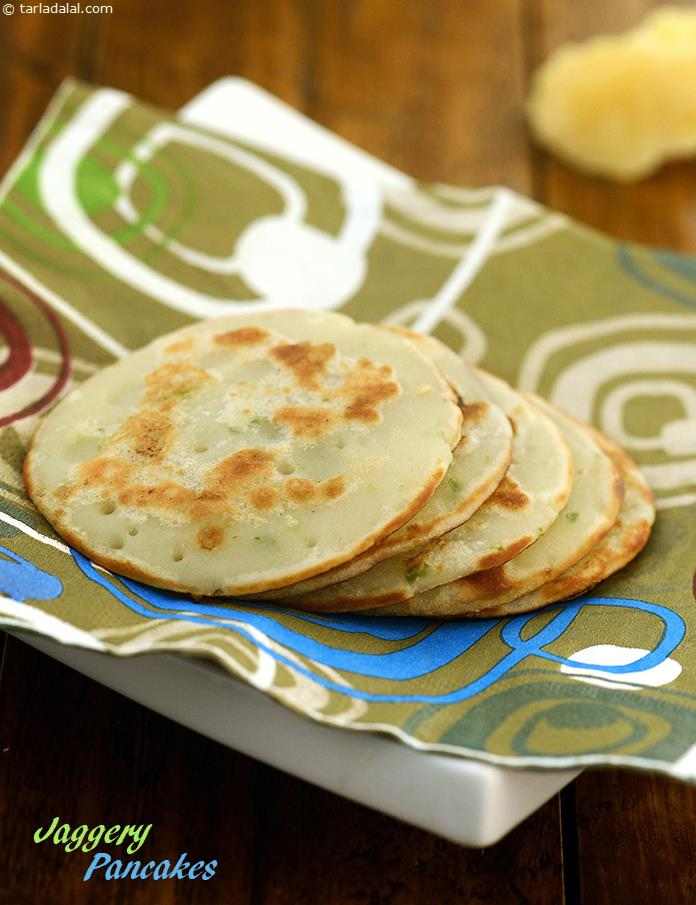 Jaggery Pancakes, green chillies and jaggery give a new spicy sweet taste to this recipe. 