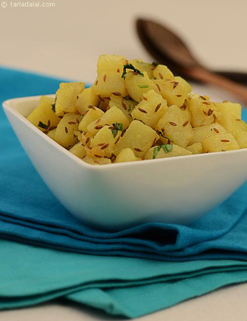Jeera Aloo ( Potatoes), dry potato vegetable with a distinct flavour of cumin seeds.