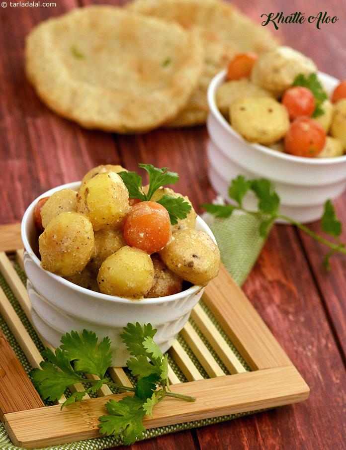 Khatta  Aloo, combining the khatta flavour of dry mango powder with the distinct tastes of other spices, this potato subzi throws a challenge to the diners no one can stop with just one helping.