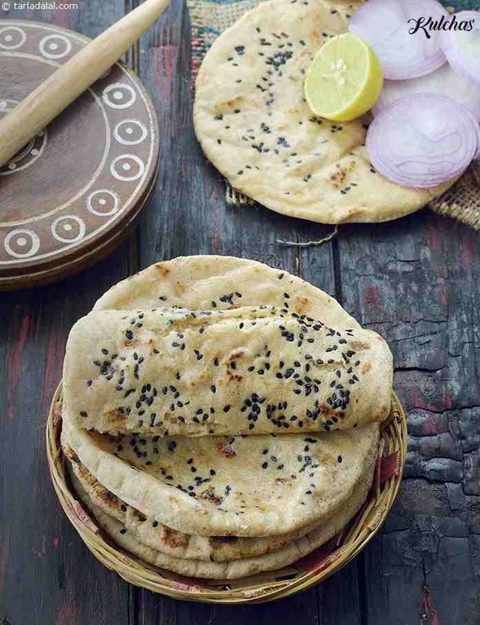 Kulchas, Punjabi Whole Wheat Kulcha with Yeast