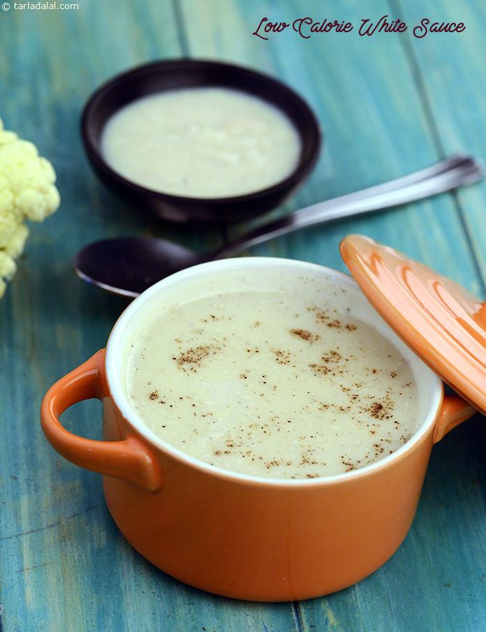 Low Calorie White Sauce, here is a low calorie version of white sauce which made healthy by the use of cauliflower for creaminess and whole wheat flour instead of the refined plain flour.