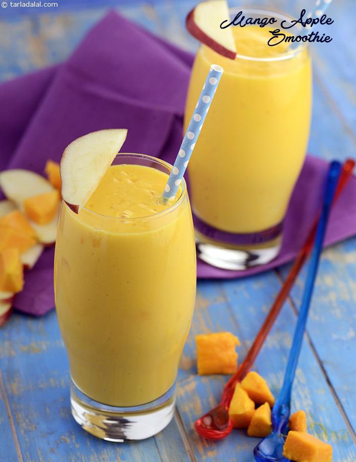 Mango Apple Smoothie, Milk balances the thickness of mangoes and apples to ensure the perfect smoothie consistency for your enjoyment.