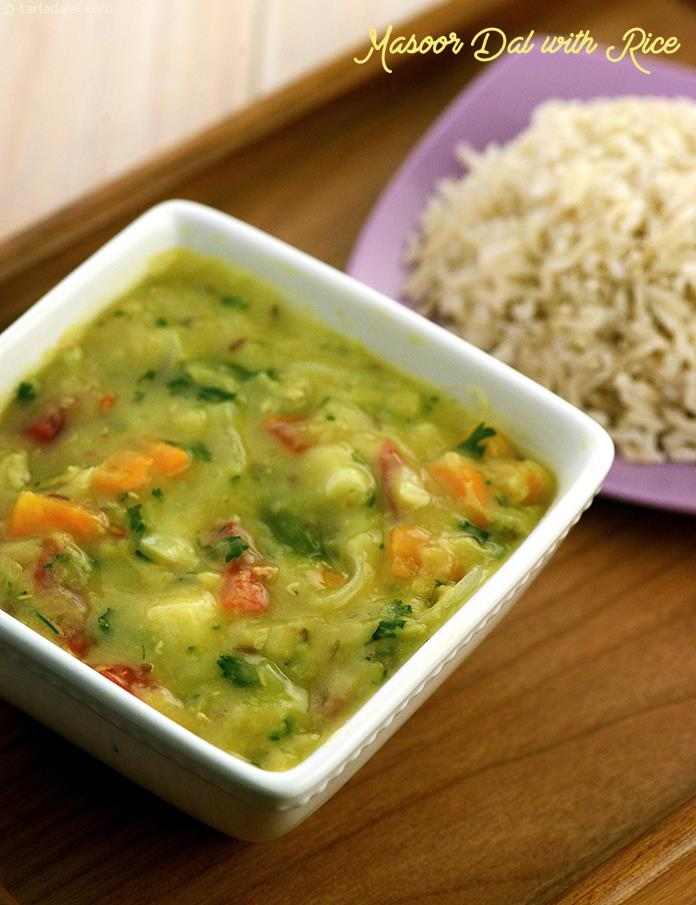 Masoor Dal with Rice, the protein contained in rice and dal complement each other to give a higher quality protein which is the corner stone of our nutritious meal. 
