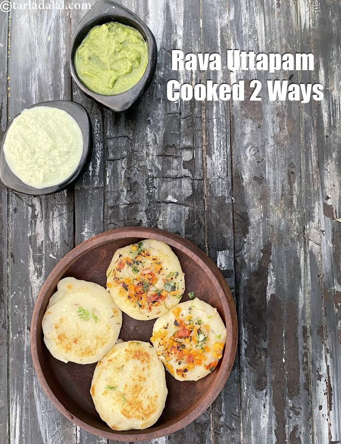 Mini Rava Uttapa, these uttapa are made using a batter of rava, maida and curds jazzed up with cumin seeds, chillies and coconut. 