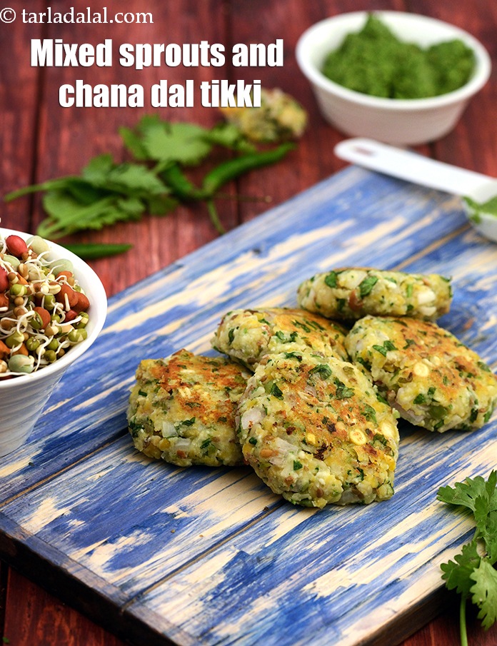Mixed Sprouts and Chana Dal Tikki