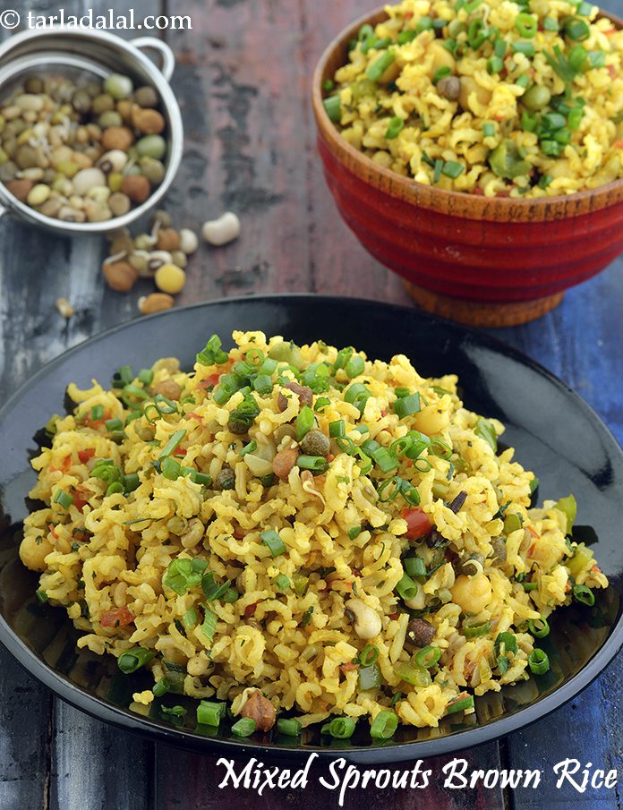 Mixed Sprouts Brown Rice, Healthy Sprouts Pulao