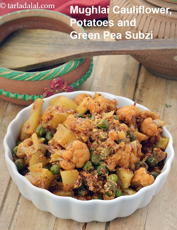 Mughlai Cauliflower, Potatoes and Green Pea Subzi