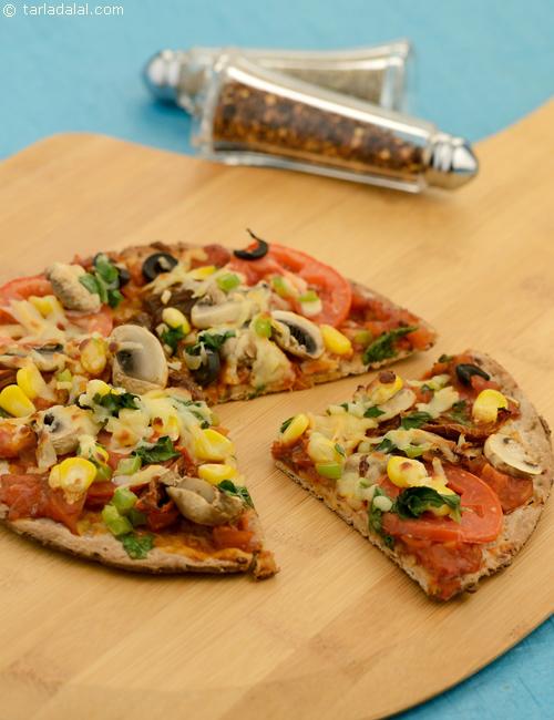 Mushroom, Sweet Corn and Spinach Pizza