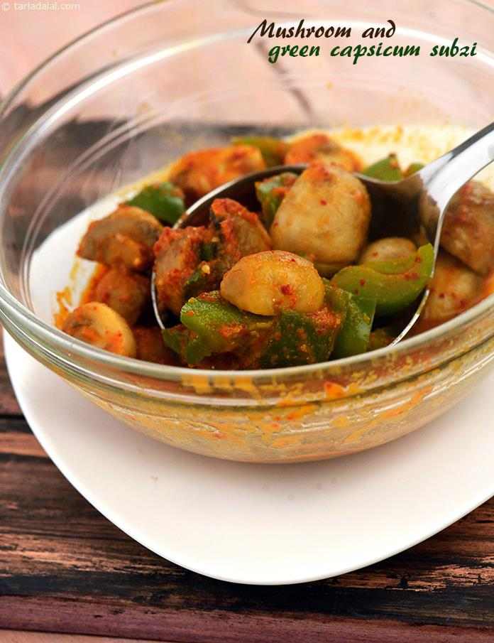 Mushroom and Green Capsicum Subzi. mushrooms are rich in protein and folic acid, and the vitamin C in green capsicum ensures maximum absorption of these nutrients.