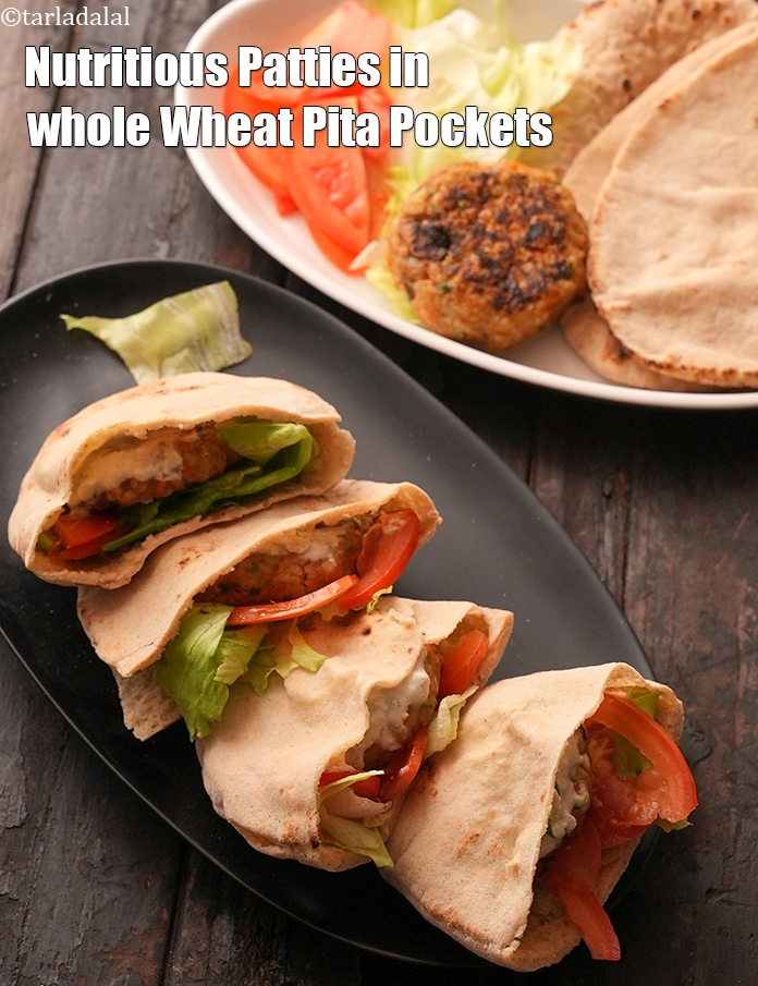 Nutritious Patties in Whole Wheat Pita Pockets