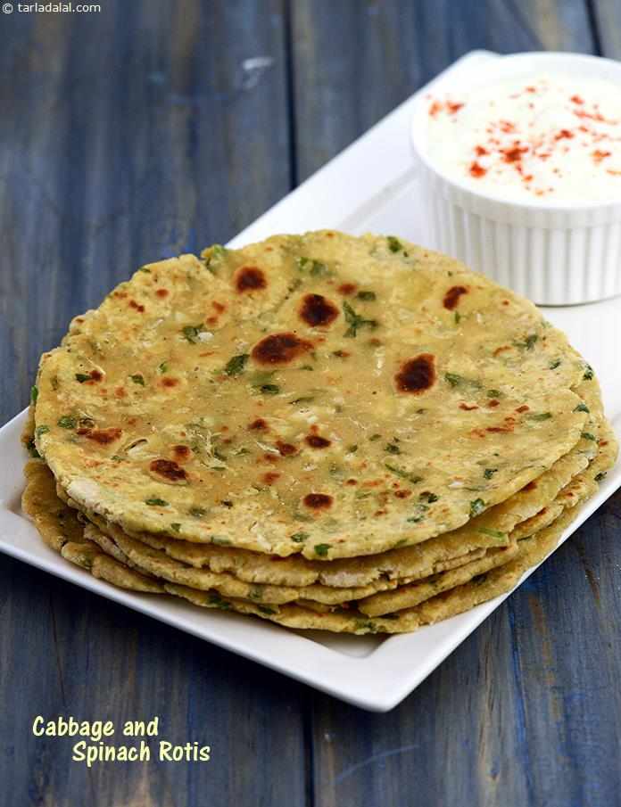 Cabbage and Spinach Rotis