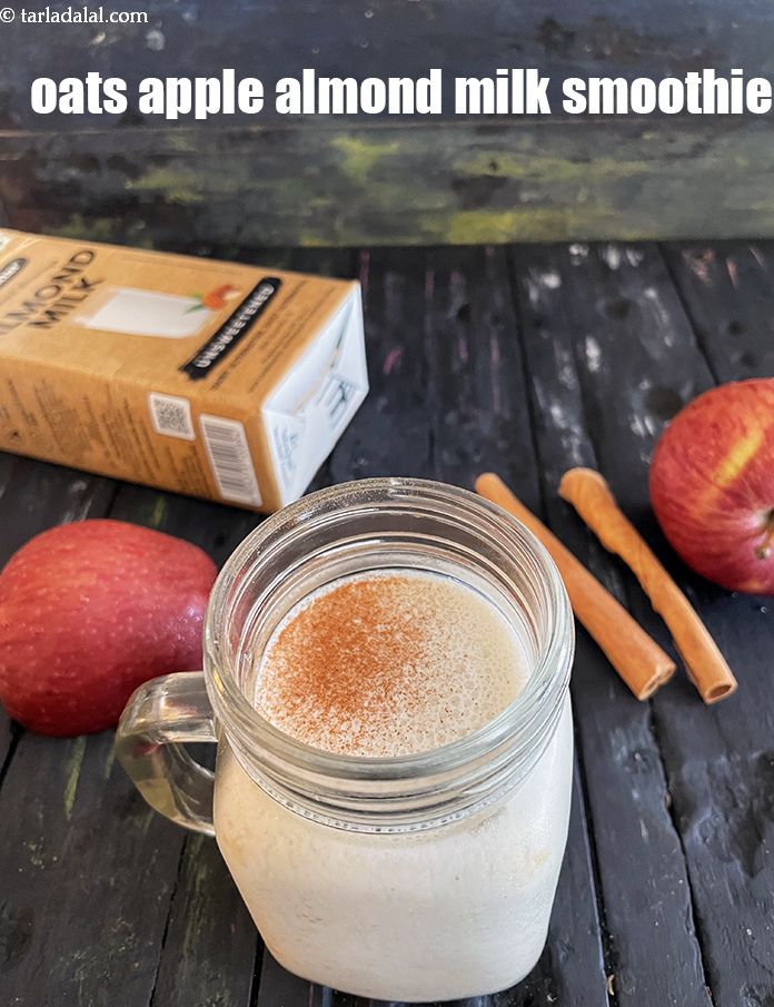 Oats Apple Almond Milk Healthy Smoothie