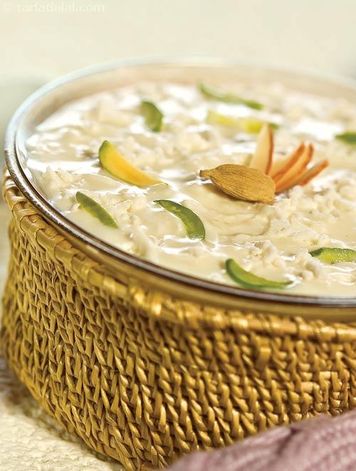 Paneer Kheer , a sweet concoction of paneer, milk and condensed milk pressure cooked and garnished with almonds and pitachios.