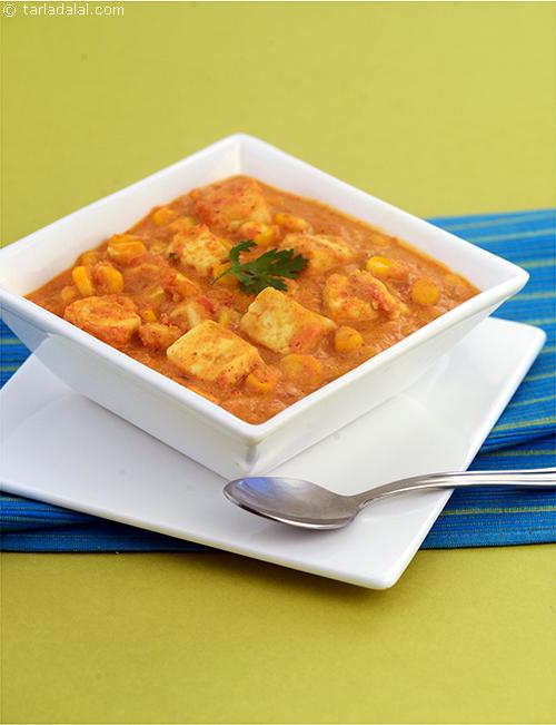 Paneer Corn Korma, this protein rich dish is packed with the goodness of curds and paneer, and tastes great with piping hot parathas.