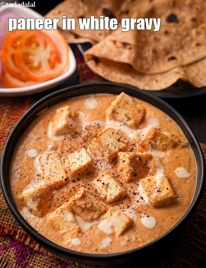 Paneer in Mughlai White Gravy, Nawabi Paneer Curry