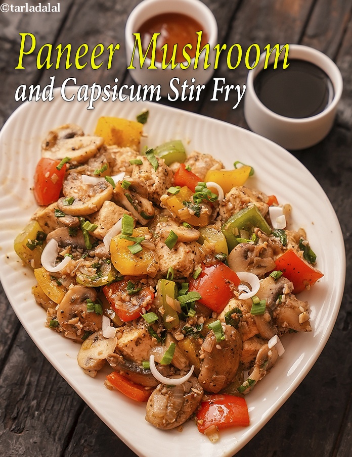 Paneer Mushroom and Capsicum Stir Fry