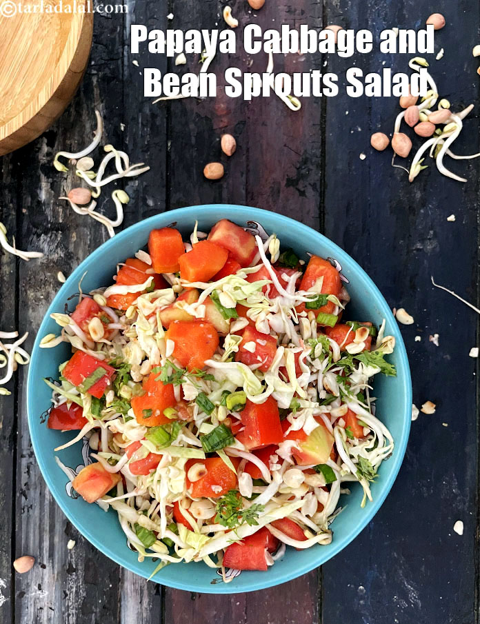 Papaya Cabbage and Bean Sprouts Salad, Thai Salad