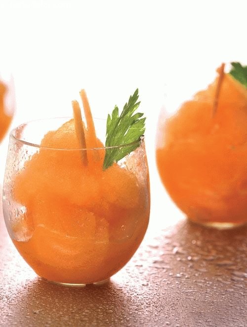 Peach Tango, a slushy shot of peaches, ginger juice, lemon juice, sugar syrup and crushed ice.
