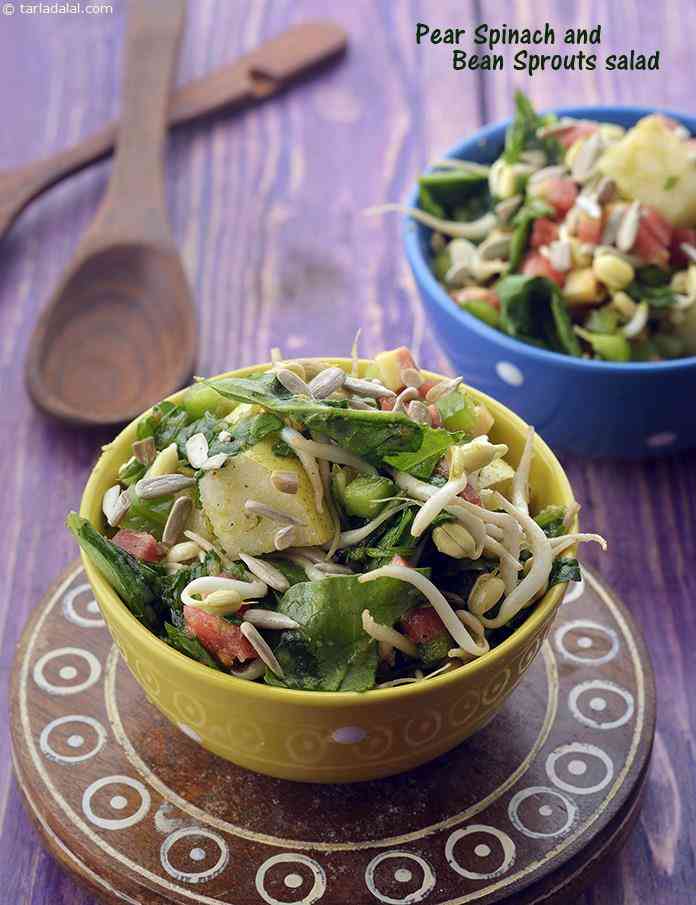 Pear Spinach and Bean Sprouts Salad