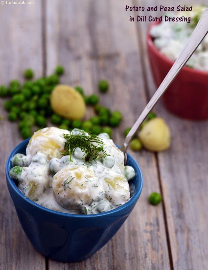 Peas and Potato Salad, a mild, pleasantly flavoured dill sauce transforms this simple salad of peas and potatoes into an exotic delicacy.