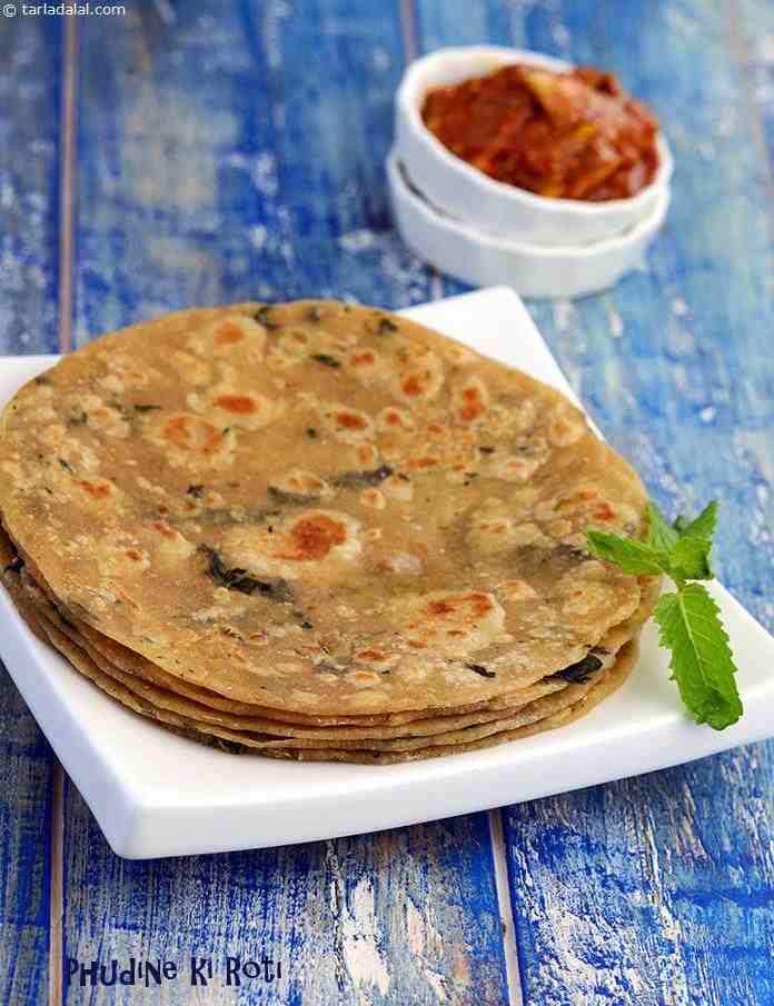 Phudine ki Roti, the phudina in the dough give a unique taste and flavour to the paratha. 