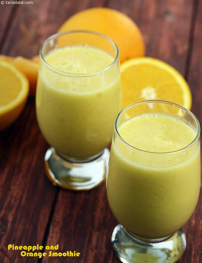 Soothing muskmelon is a contrast to vivid pineapples, but with the balancing touch of oranges, the duo results in an irresistible pineapple and orange smoothie!