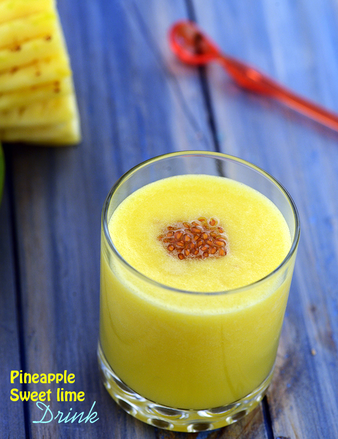 Pineapple Sweet Lime Drink, the micronutrient rich subza complement this sweet and sour drink perfectly.