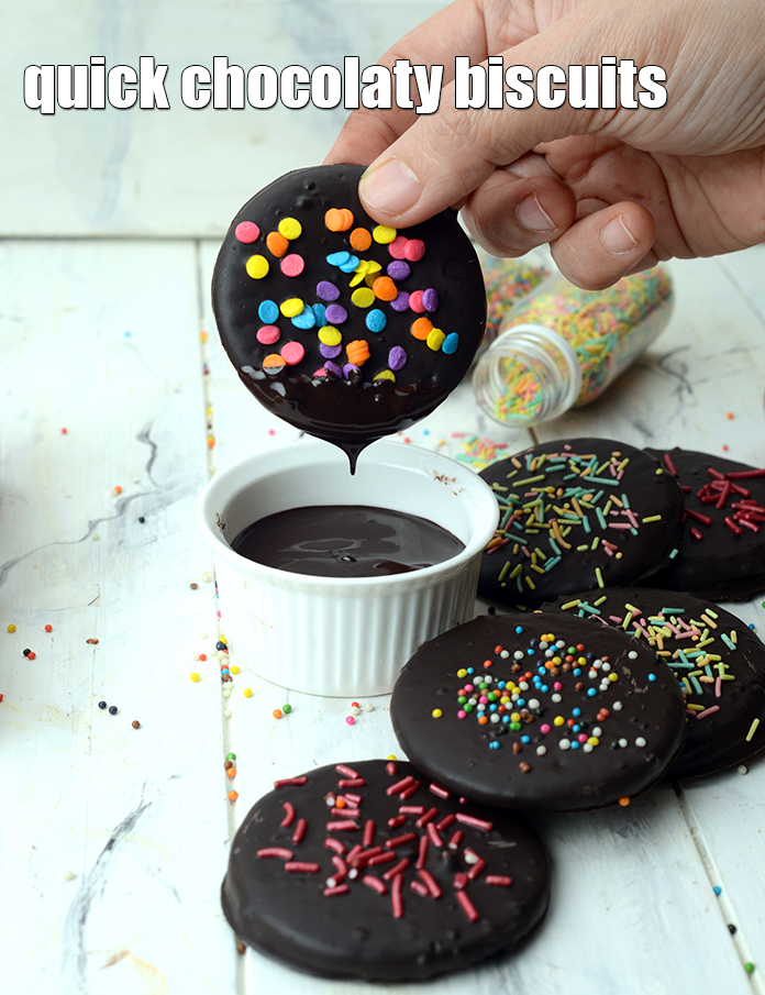 Quick Chocolaty Biscuits, Chocolate Coated Marie Biscuit
