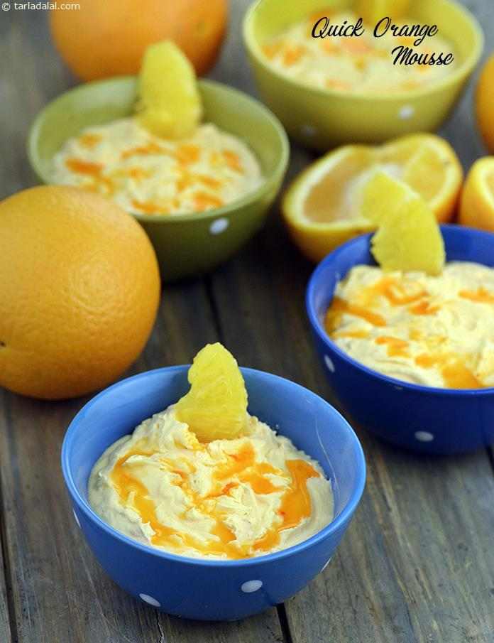 The vivid colour and tangy taste of oranges dominates this quick mousse. But, what makes this recipe a real topper is the way the vibrant orange sauce contrasts and complements the pleasant white chocolate and soothing whipped cream. 