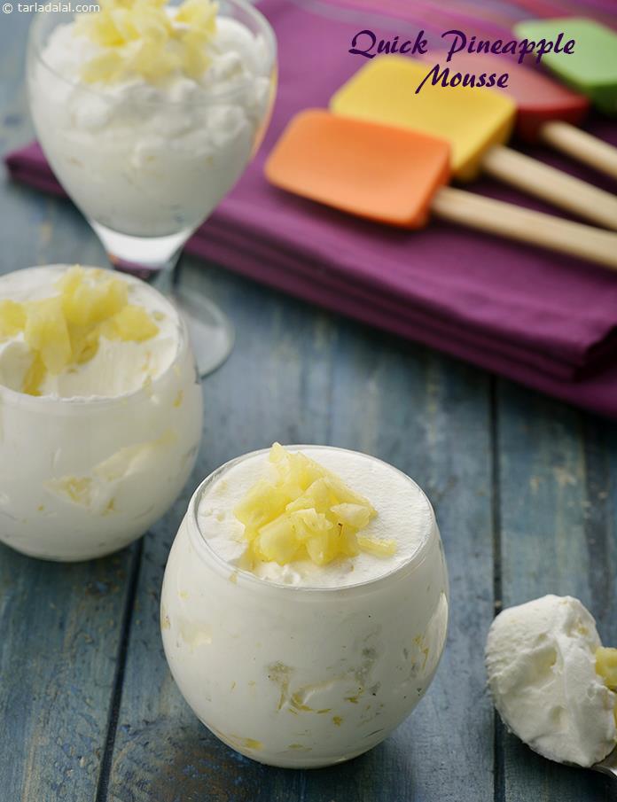 Quick Pineapple Mousse, Eggless