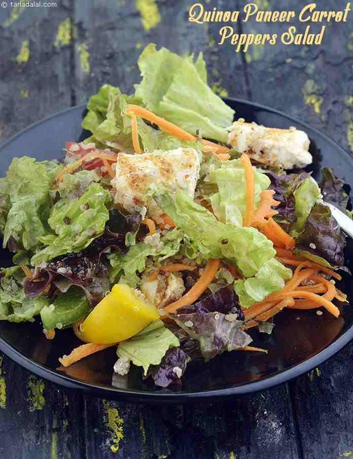 Quinoa Paneer Carrot Peppers Salad, for Lunch Or Dinner