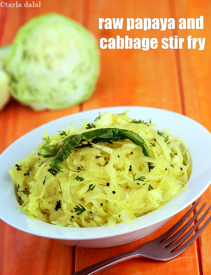 Raw Papaya and Cabbage Stir-fry