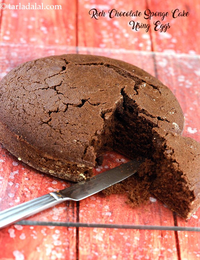 Rich Chocolate Sponge Cake Using Eggs, the special touch comes from the addition of ample butter, which gives the cake a pampering mouth-feel and luxuriant flavour.