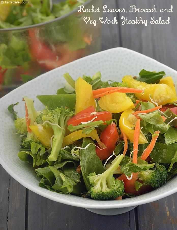 Rocket Leaves, Broccoli and Veg Work Healthy Salad