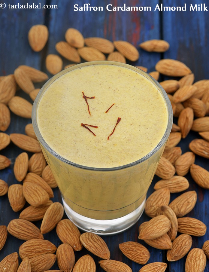 Saffron Cardamom Almond Milk, Healthy Vegan Breakfast Recipe