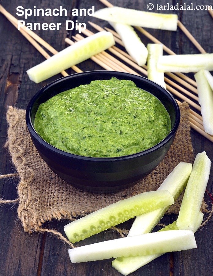 Spinach and Paneer Dip, Healthy Indian Palak Dip