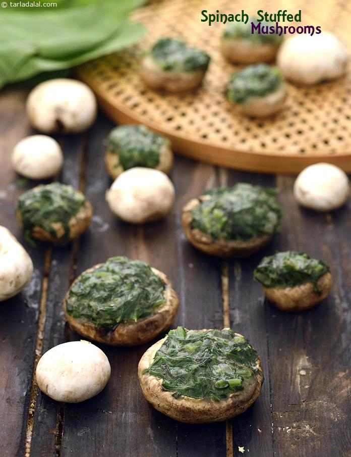 Spinach Stuffed Mushrooms ( Healthy Starter Recipe )