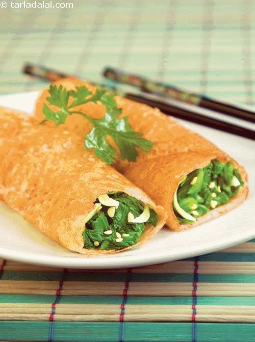 Stir- Fried Spinach Pancake (100 Calorie Snacks)
