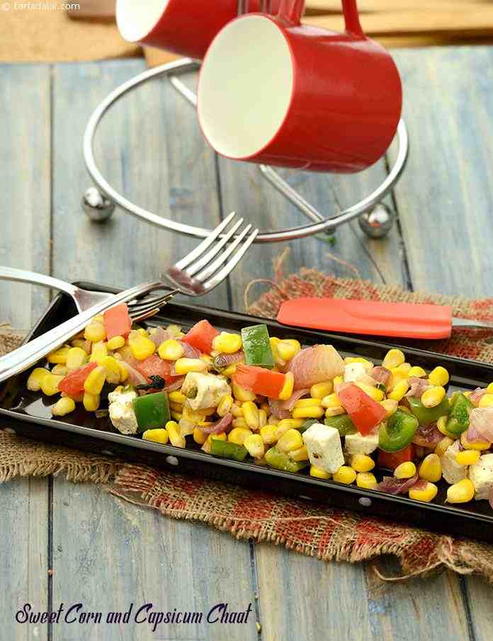 Succulent, juicy, crunchy, name the texture you like and you will find it in this Sweet Corn and Capsicum Chaat.